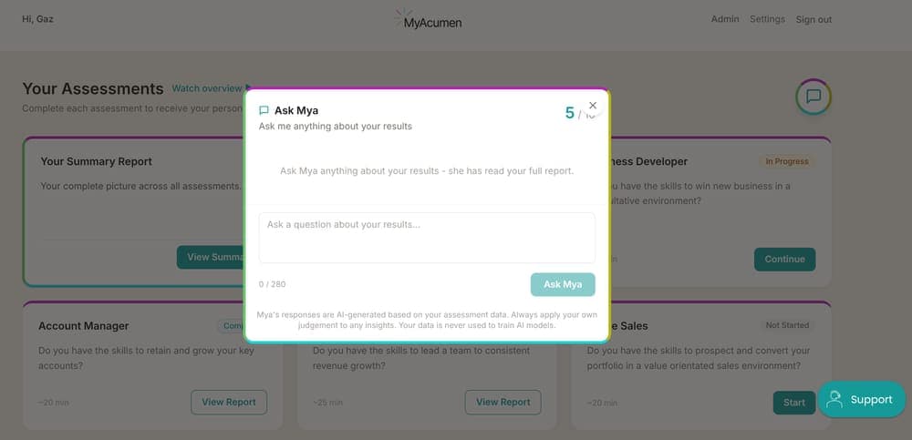 Ask Mya and understand your results