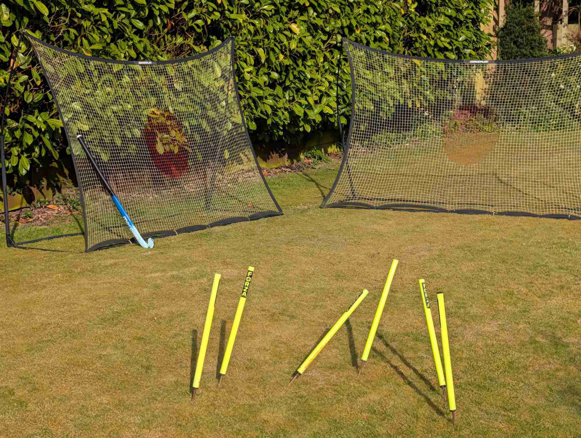 Garden hockey training equipment.