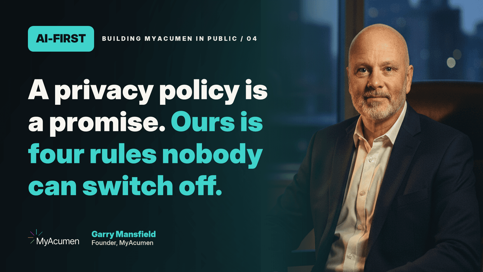 Man with privacy policy.