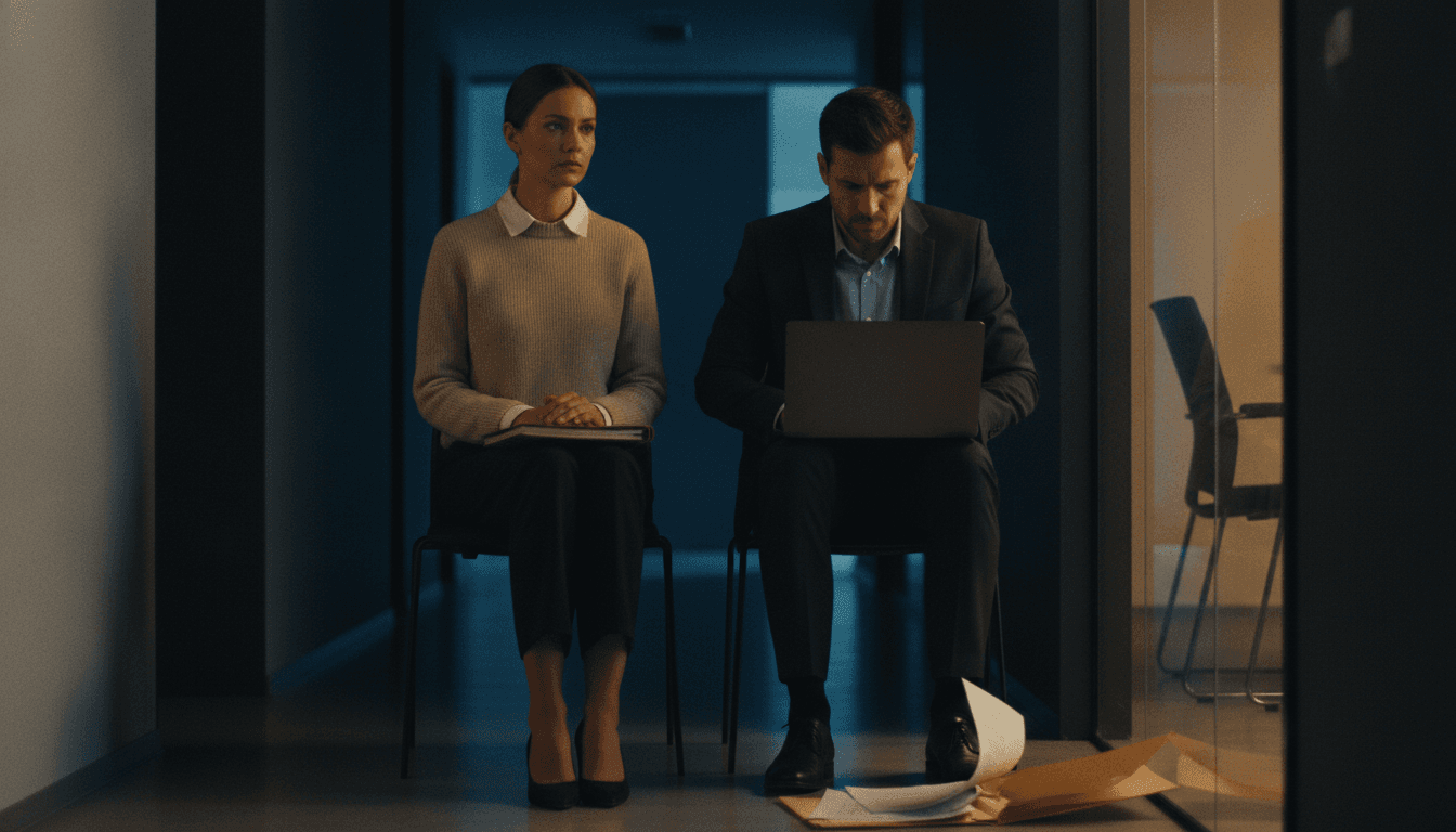 Two people waiting for interview